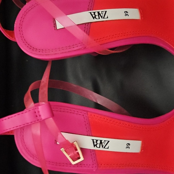 Zara Elegant Pink and Orange Women's Strap Heels Sz 39eu 8.5/9 US New - Picture 11 of 12